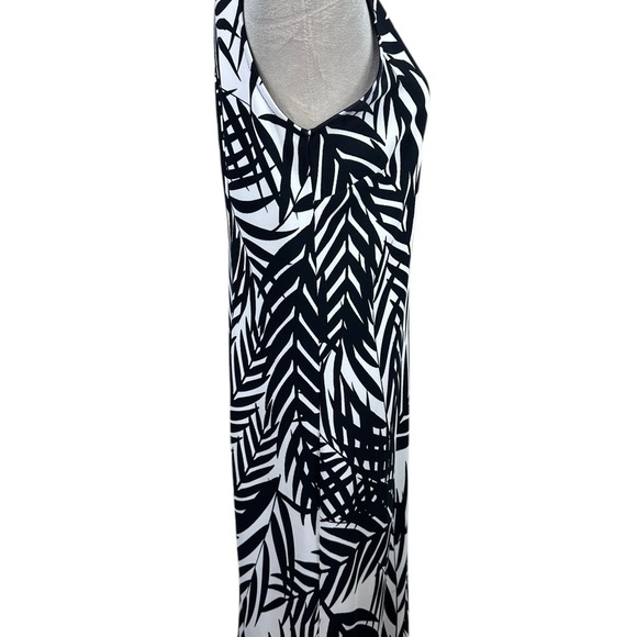 Boston Proper black/white palm leaf print sleeveless maxi dress size medium - Picture 6 of 10